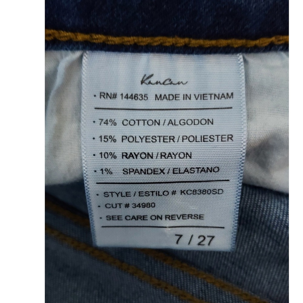 KanCan Skinny Jeans Womens 27 Medium Wash Distressed Frayed Fringe Hem Mid Rise - Picture 9 of 10